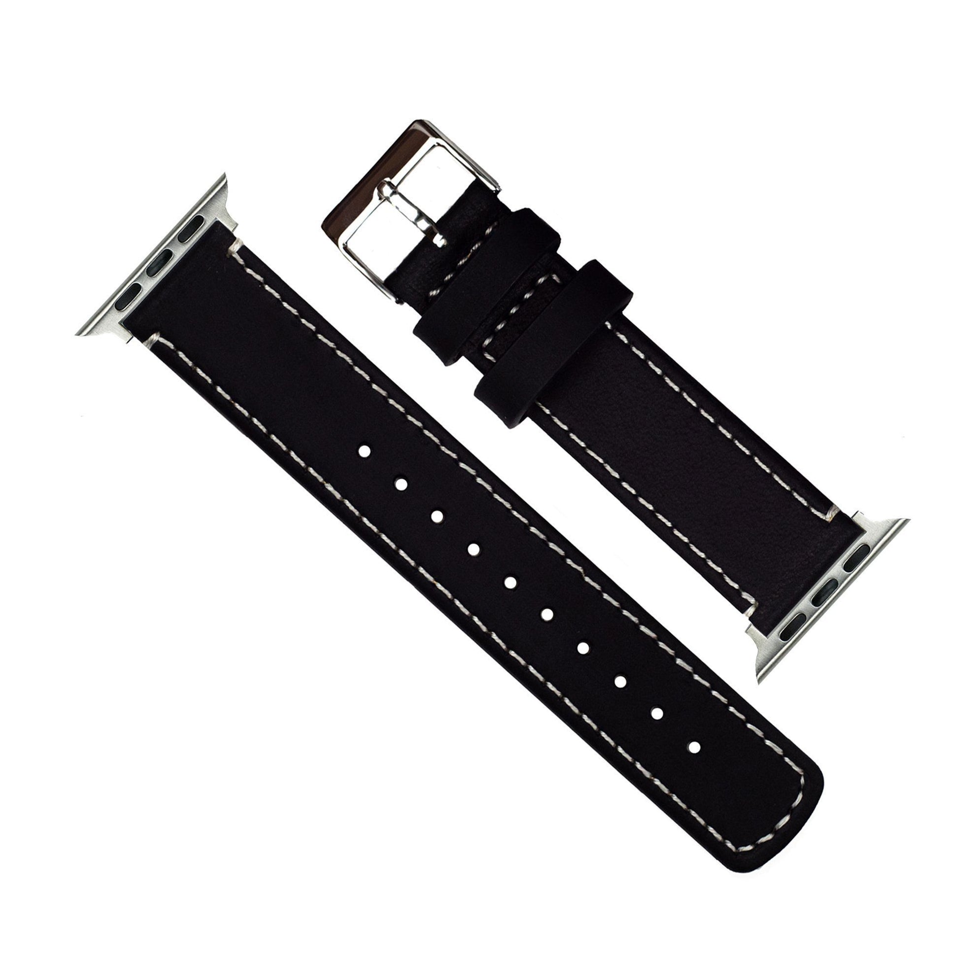Pin & Buckle | Epsom Leather Apple Watch Band - Ivory White 42mm to 45mm / Silver / Medium