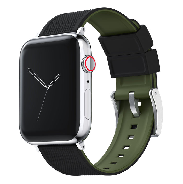 Apple Watch | Elite Silicone | Black Top / Army Green Bottom - Barton Watch Bands