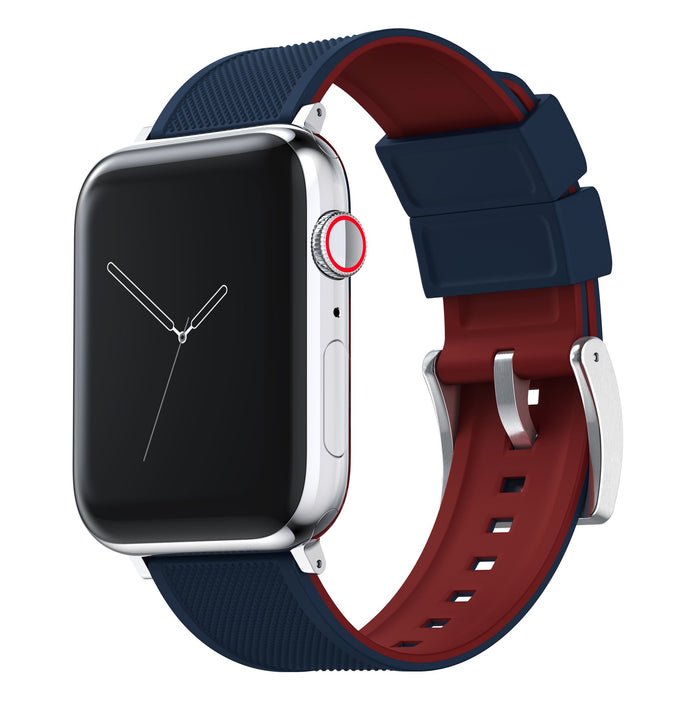 Apple Watch | Elite Silicone | Navy Blue Top / Crimson Red Bottom - Barton Watch Bands