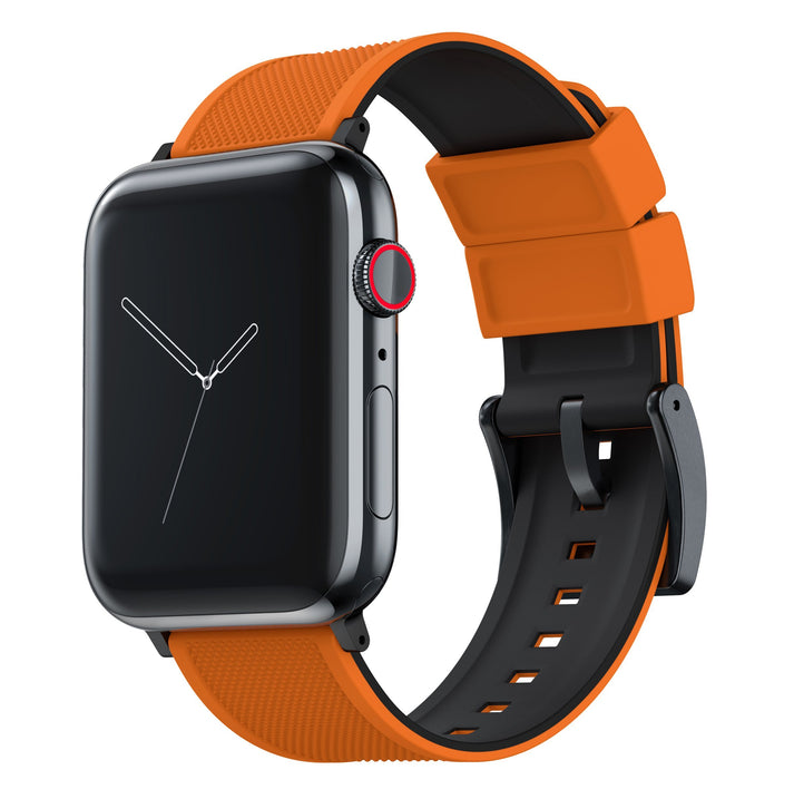 Orange Silicone Apple Watch Band | Orange & Black Elite | BARTON ...