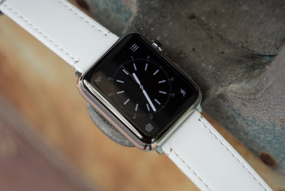 Apple Watch | White Leather & Stitching - Barton Watch Bands