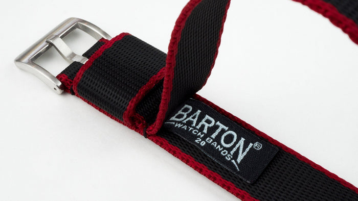 Black - Crimson Red Edges | Elite Nylon NATO® style - Barton Watch Bands