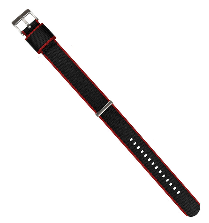 Black - Crimson Red Edges | Elite Nylon NATO® style - Barton Watch Bands