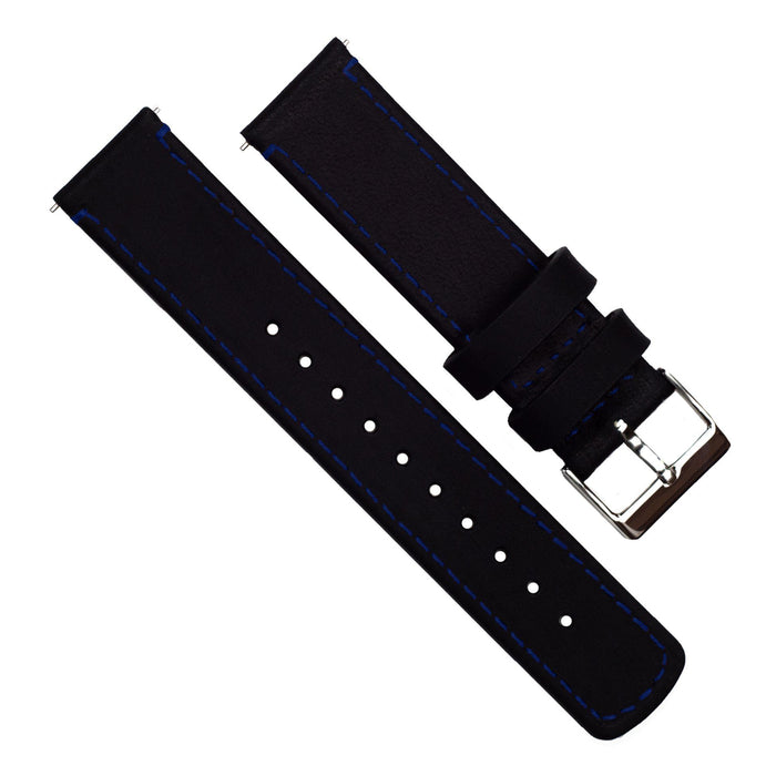 Black Leather | Blue Stitching - Barton Watch Bands