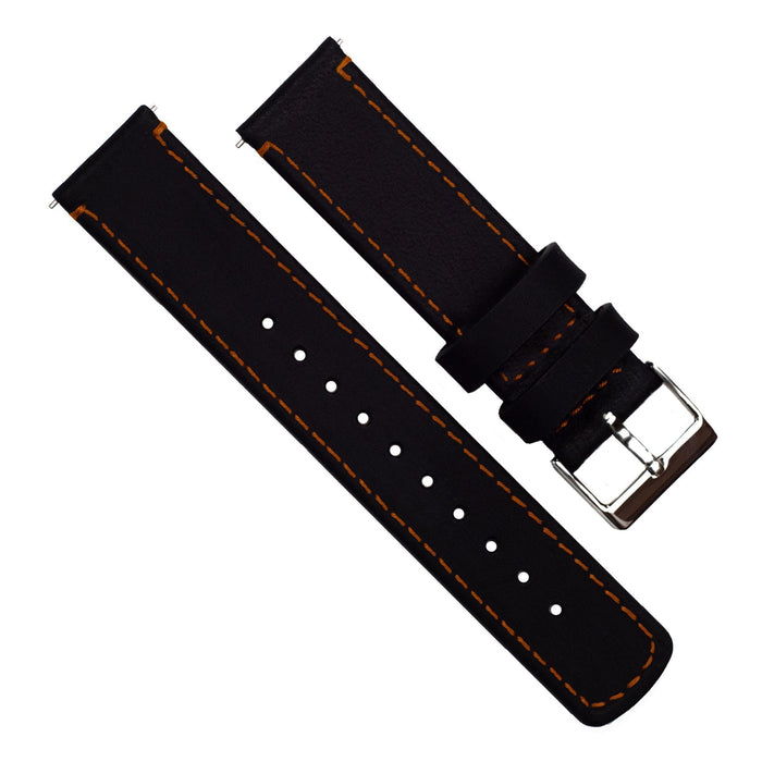 Black Leather | Orange Stitching - Barton Watch Bands