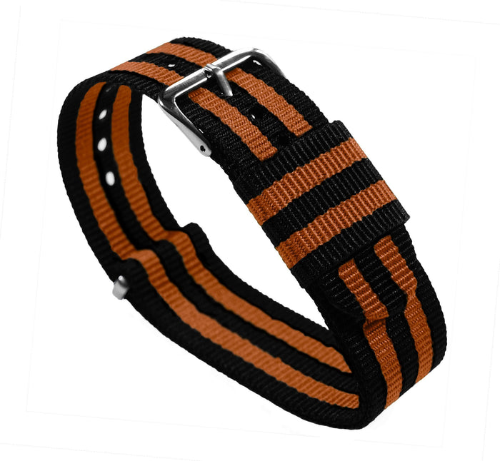 Black & Orange | Nylon NATO Style - Barton Watch Bands