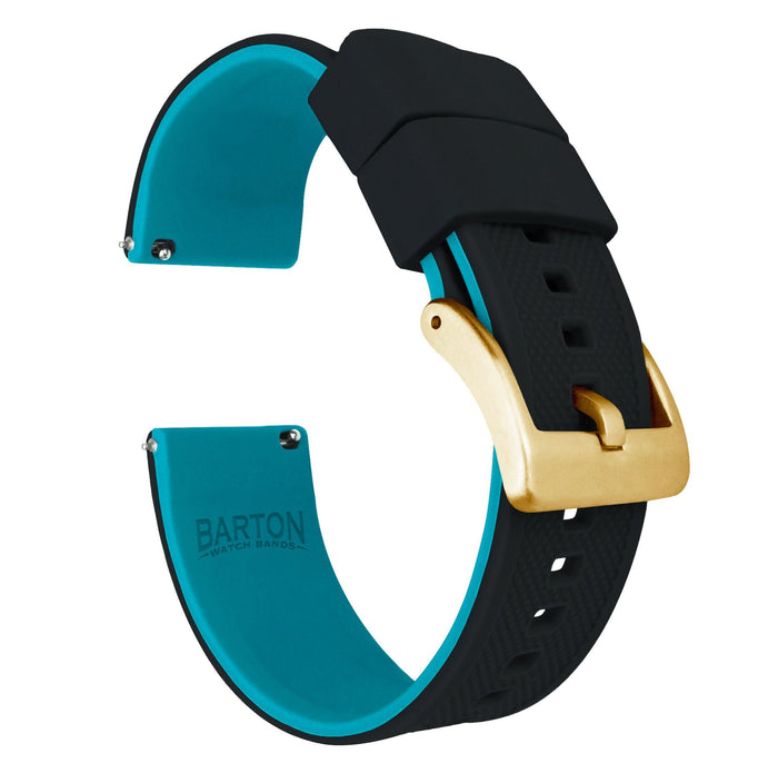 Black Top / Aqua Blue Bottom | Elite Silicone - Barton Watch Bands