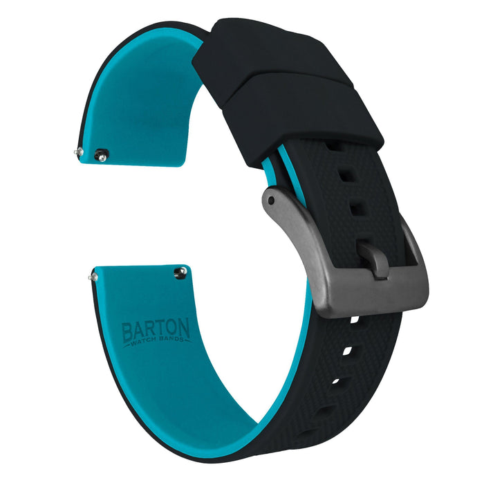 Black Top / Aqua Blue Bottom | Elite Silicone - Barton Watch Bands