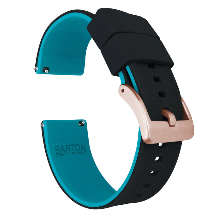 Black Top / Aqua Blue Bottom | Elite Silicone - Barton Watch Bands