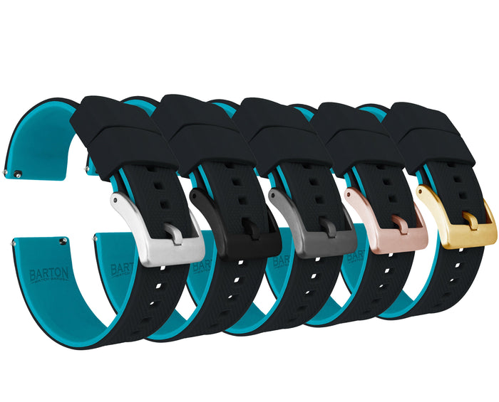 Black Top / Aqua Blue Bottom | Elite Silicone - Barton Watch Bands