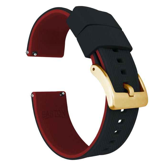 Black Top / Crimson Red Bottom | Elite Silicone - Barton Watch Bands