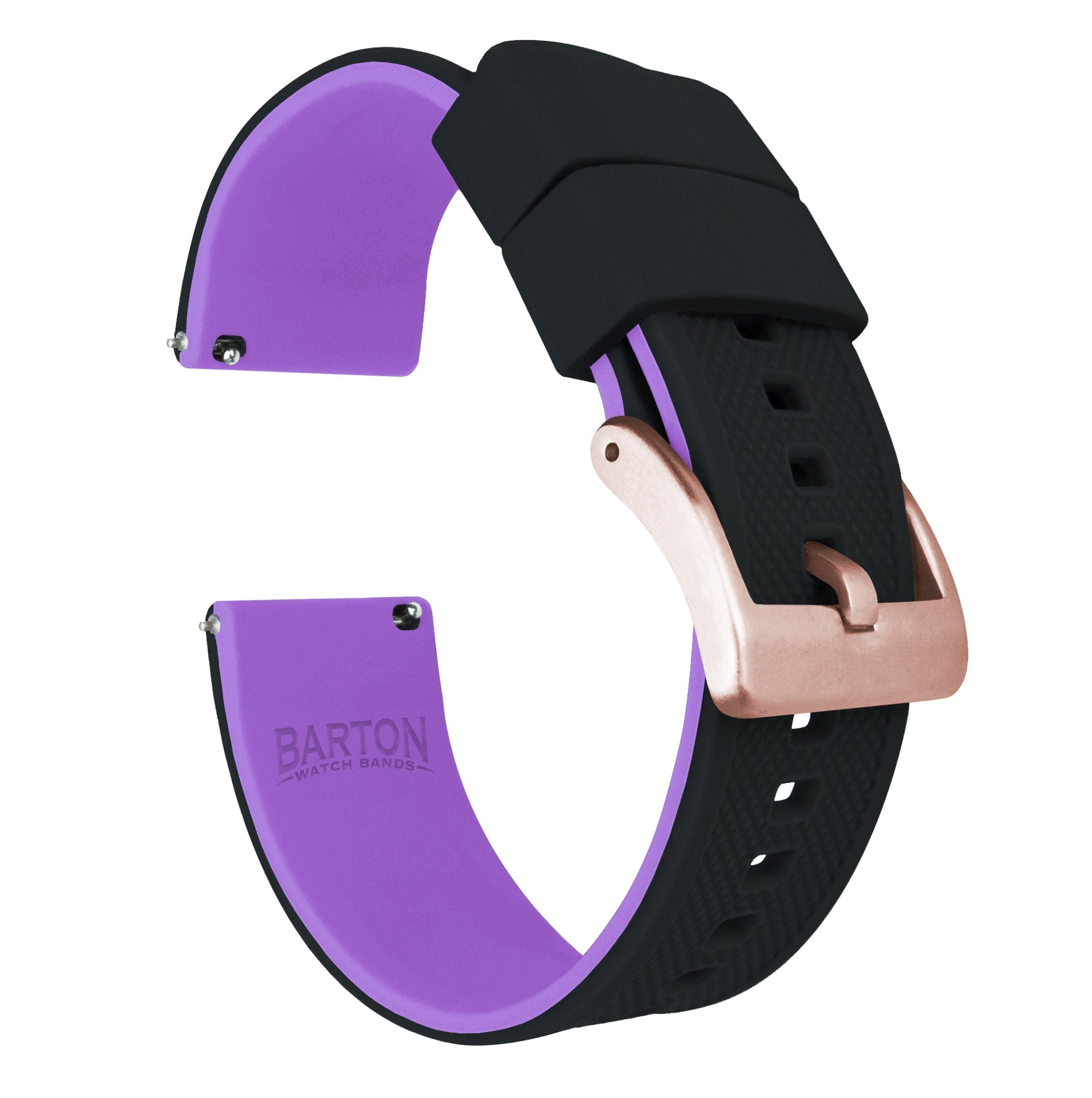 Black Top Purple Bottom Elite Silicone BARTON Watch Bands Barton Watch Bands