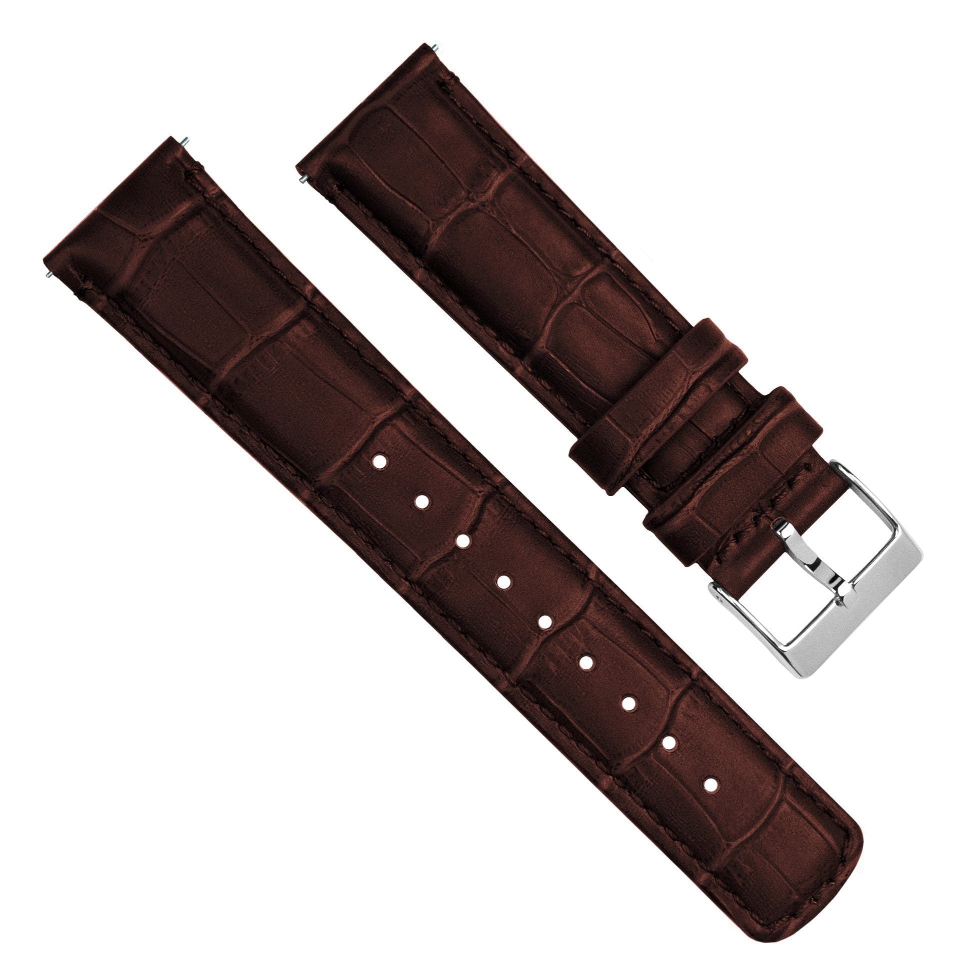 Coffee Brown Leather Watch Band | Alligator Grain Texture | BARTON