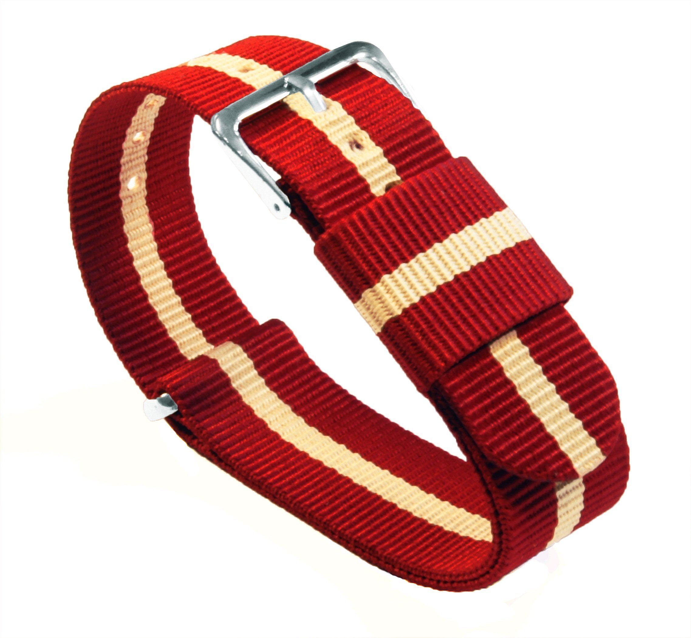 Crimson & Khaki NATO® Style Strap | Nylon Watch Band | BARTON