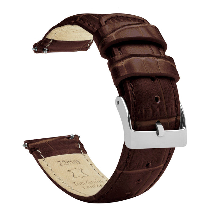 Fossil Q | Coffee Brown Alligator Grain Leather - Barton Watch Bands