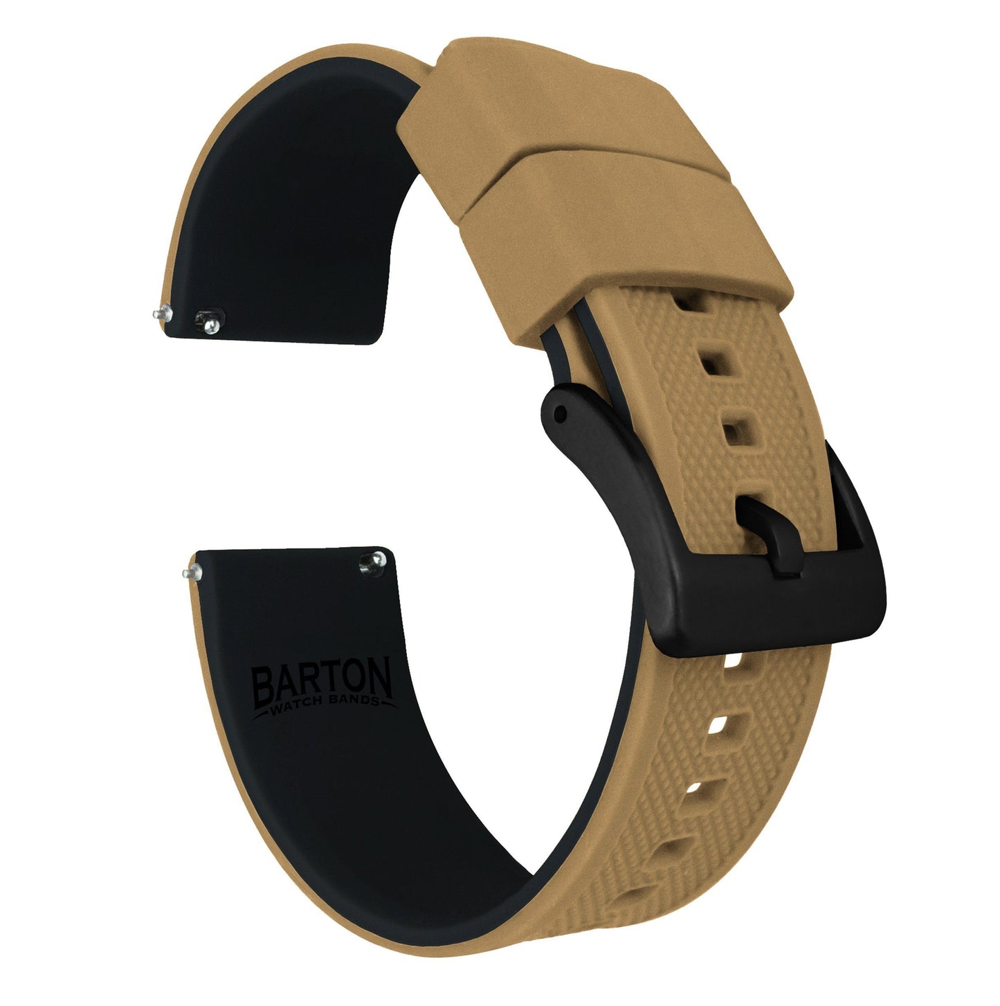 Khaki Tan Top / Black Bottom | Elite Silicone - Barton Watch Bands