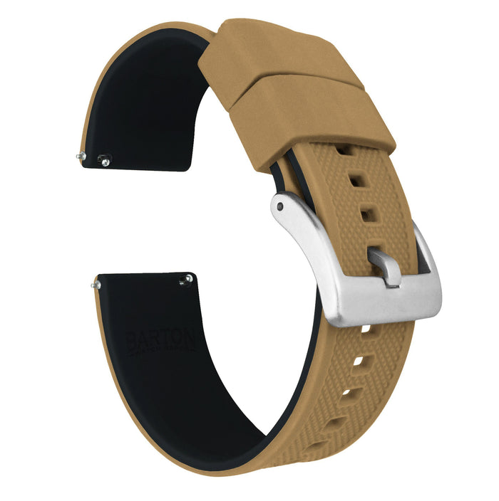 Khaki Tan Top / Black Bottom | Elite Silicone - Barton Watch Bands