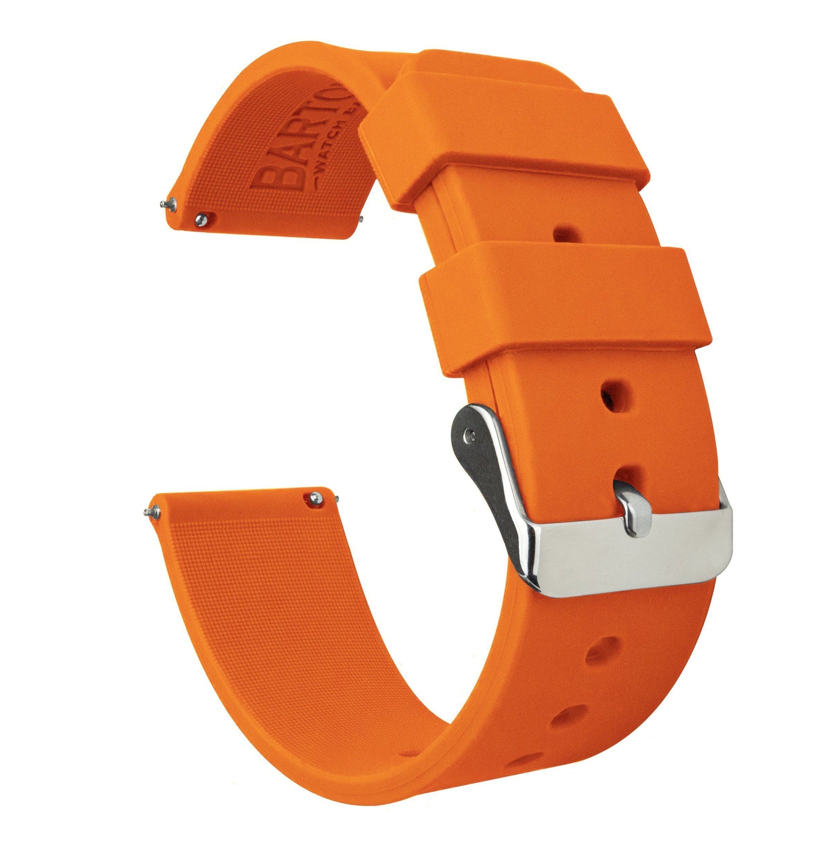 Orange Silicone Watch Band Easy Release Rubber Watch Straps BARTON