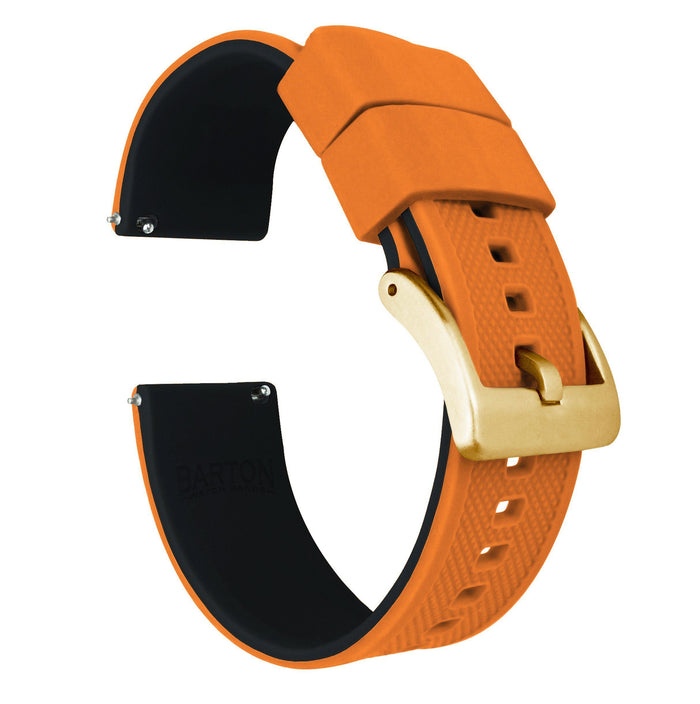 Pumpkin Orange Top / Black Bottom | Elite Silicone - Barton Watch Bands