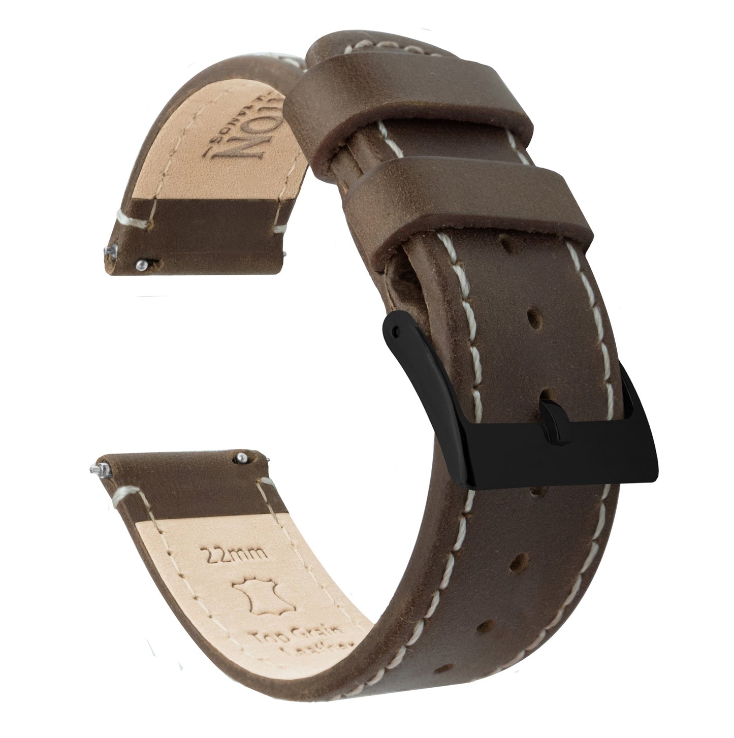 Samsung Galaxy Watch5 | Saddle Brown Leather & Linen White Stitching - Barton Watch Bands