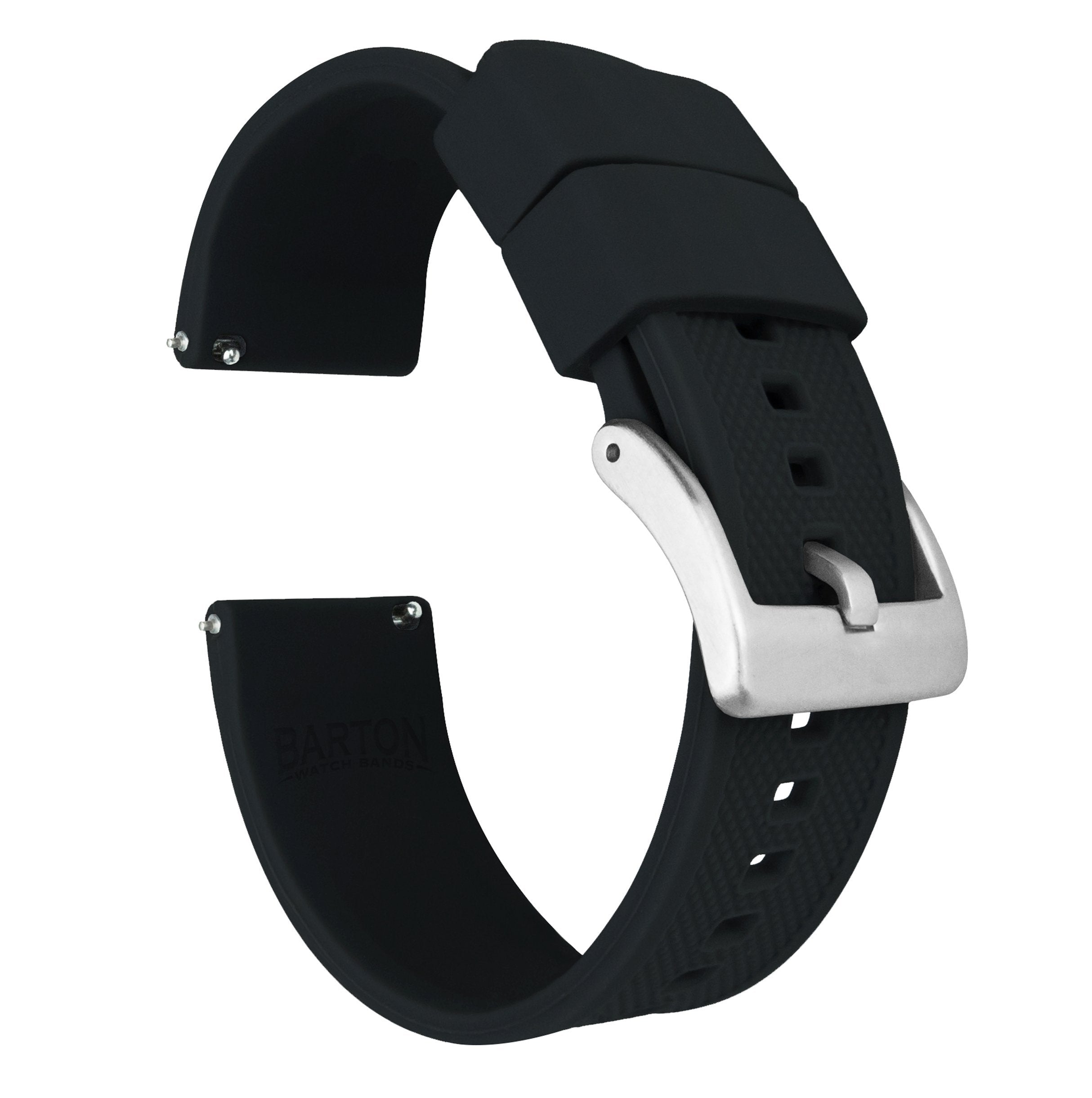 Black Elite Silicone Watch Band Black PVD Standard 20mm