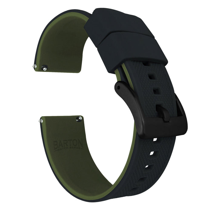 Samsung Galaxy Watch Active | Elite Silicone | Black Top / Army Green Bottom - Barton Watch Bands