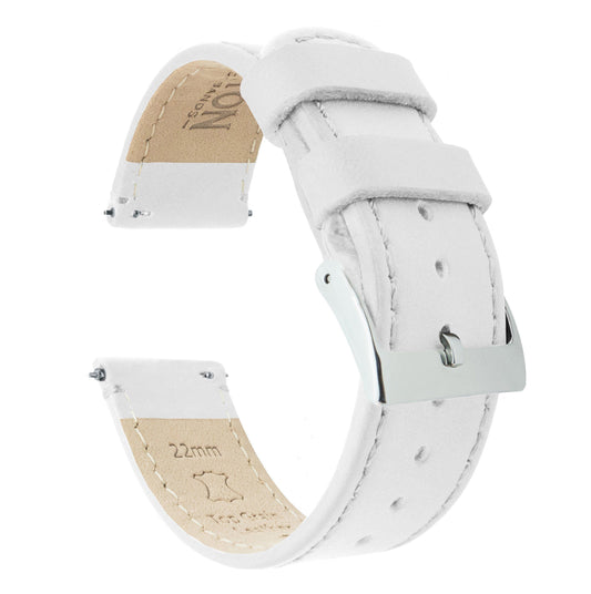 Samsung Galaxy Watch Active | White Leather & Stitching - Barton Watch Bands